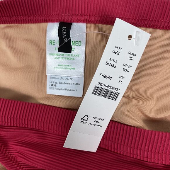 J. Crew Ribbed Trim Hipster Bottom XL Pink Red Full Coverage NWT Beach Swimwear - Picture 6 of 6